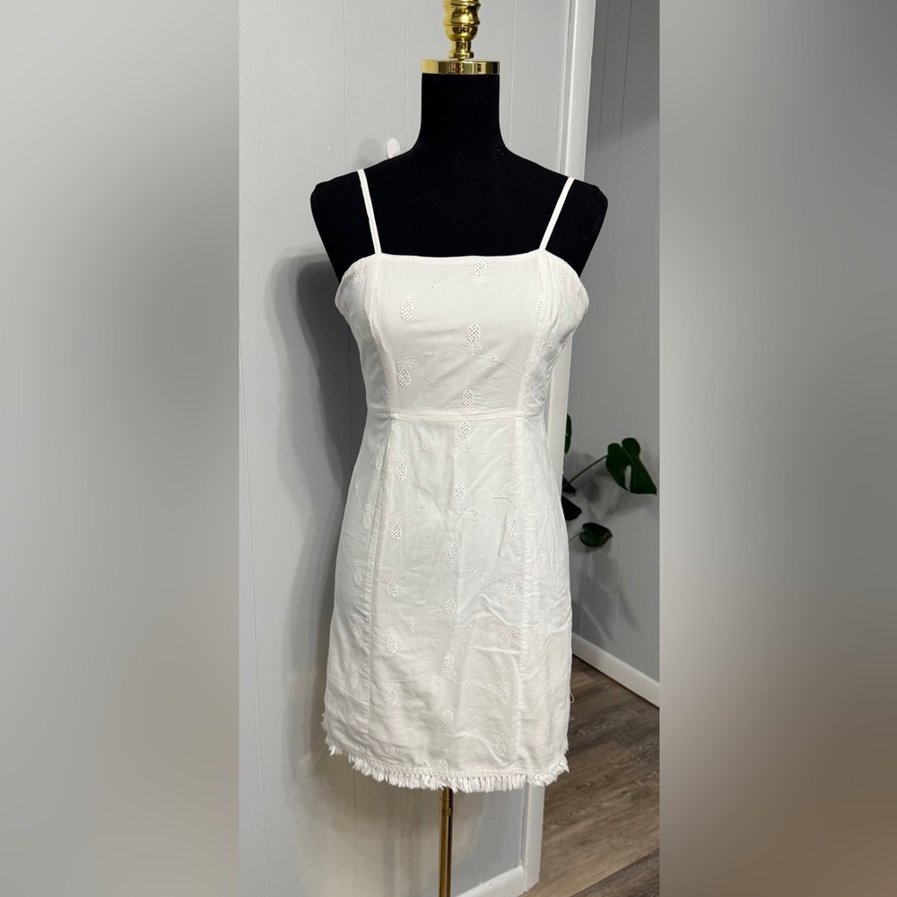 #13) Japna White Mini Dress with pineapple Embroidery